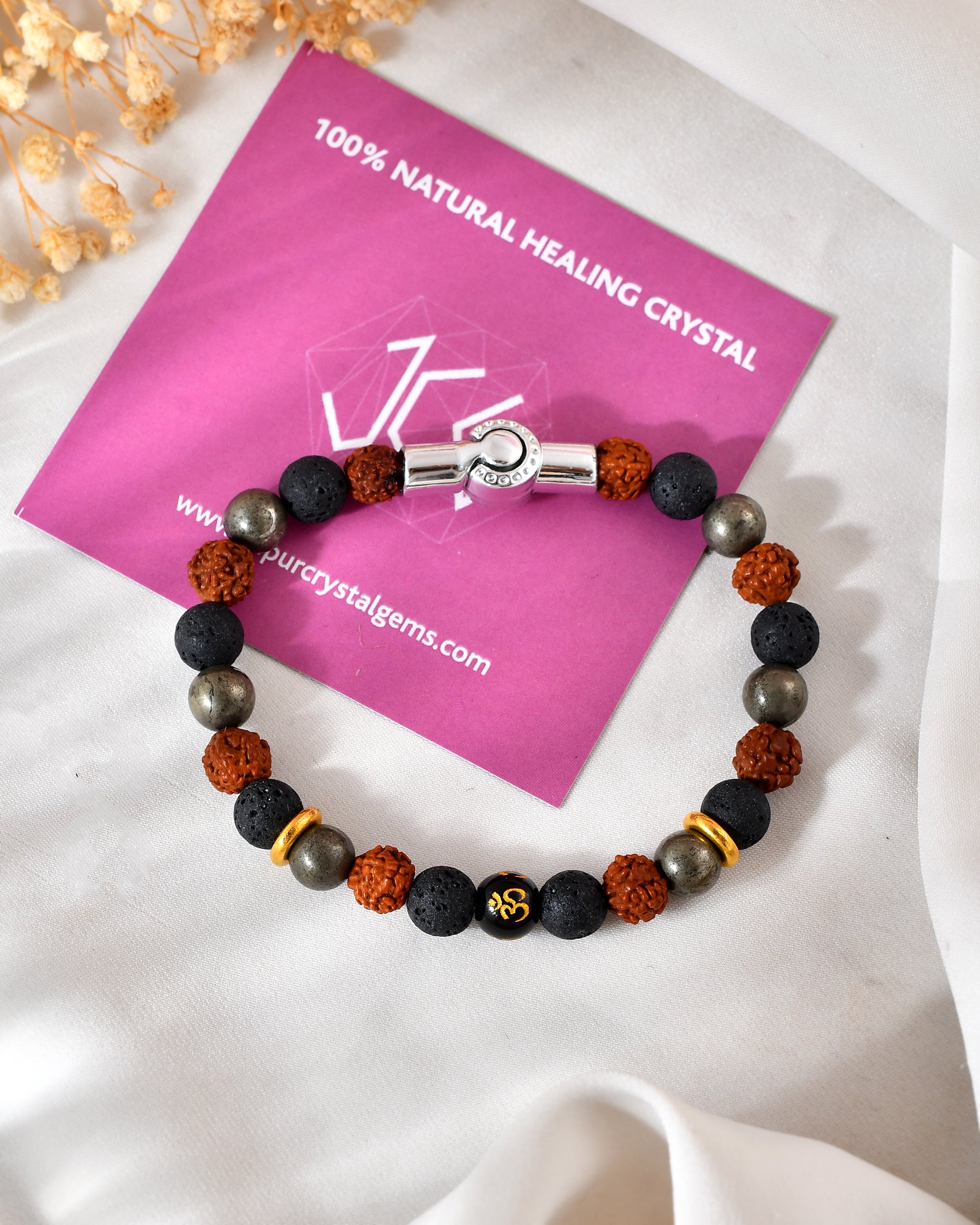 Om Bracelet With Silver  Magnet Lock